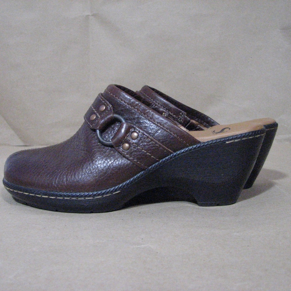 Sofft Brown Leather Mules 1062700 EUC Women's Size 6 1/2M 6.5 Slip On - Picture 2 of 8